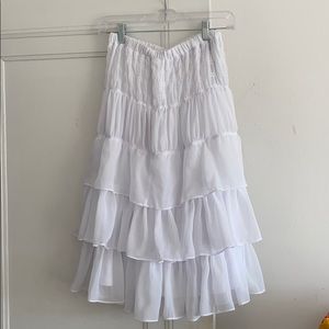 White tiered midi skirt